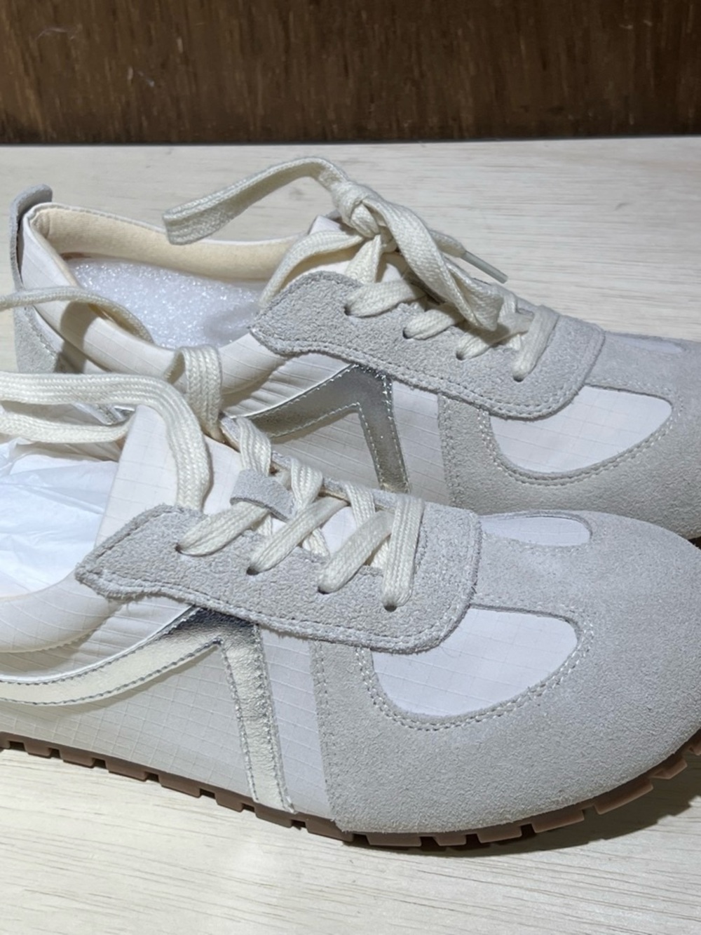Kids Neutral White & Cream Lace-Up Sneakers